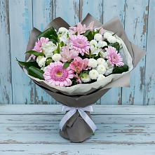Букет цветов из:  Герберы, Альстромерии и Хризантемы #REPLACE_PRED# Троицком Алтайский край