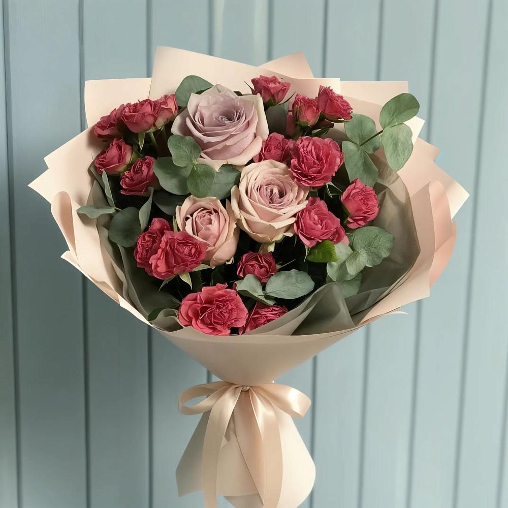 Букет цветов из: Гвоздики и Розы в Троицком Алтайский край