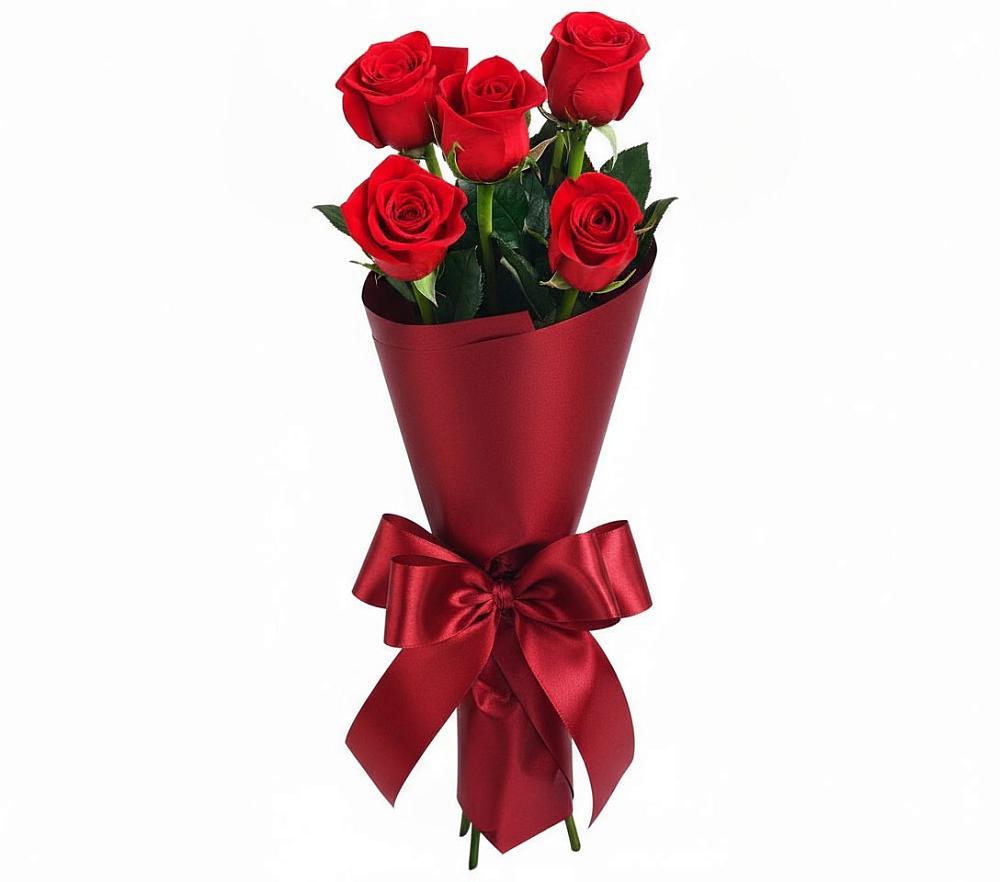 Букет 5 Красных роз Эдлесс Лав в Троицком Алтайский край