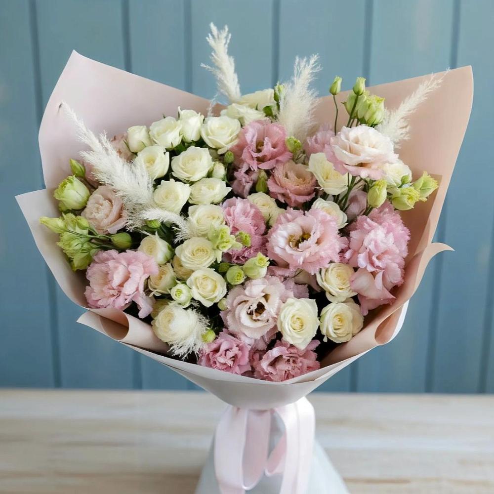 Букет цветов из: Альстромерии и Розы в Троицком Алтайский край