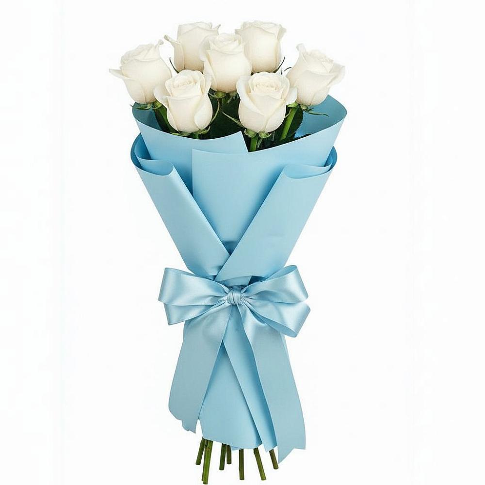 Букет 7 белых роз Проуд в Троицком Алтайский край
