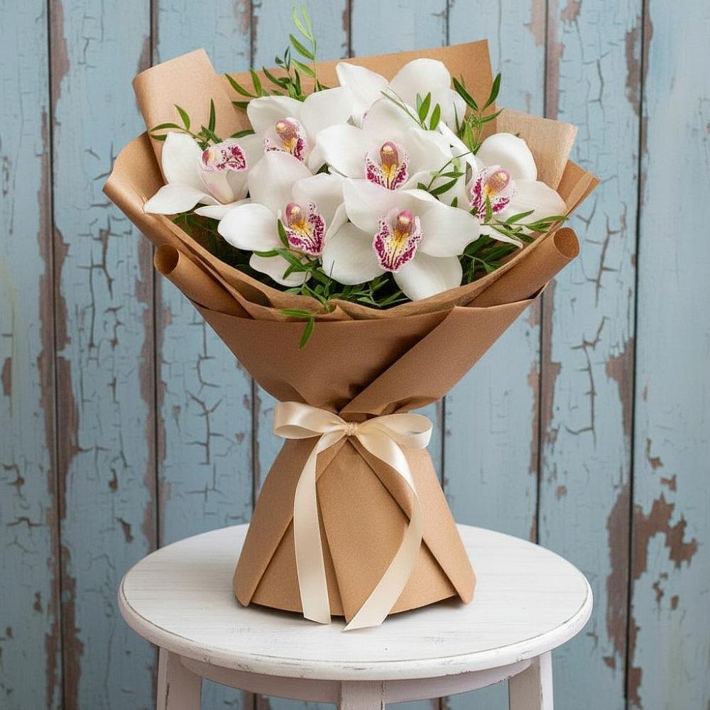 Букет цветов из: Орхидеи и Розы в Троицком Алтайский край