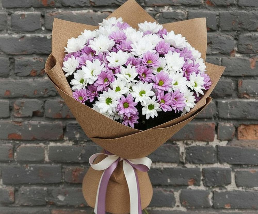 Букет цветов из: Хризантемы в Троицком Алтайский край