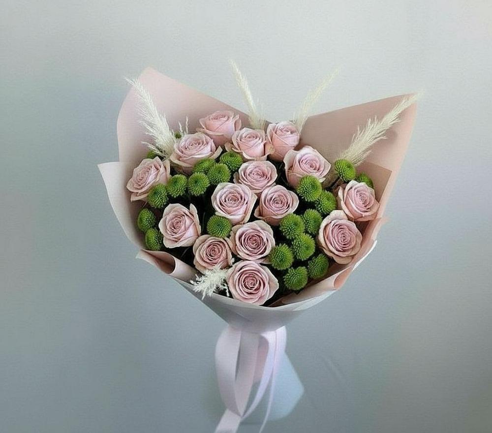 Букет цветов из: Розы и Хризантемы в Троицком Алтайский край