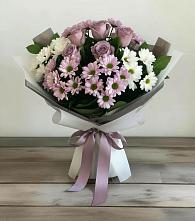Букет цветов из:  Хризантемы и Розы в Троицком Алтайский край
