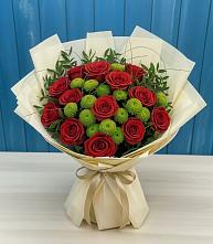 Букет цветов из:  Розы и Хризантемы в Троицком Алтайский край