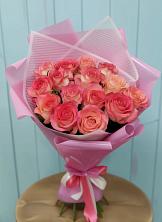 Букет 15 Розовых роз Равель в Троицком Алтайский край